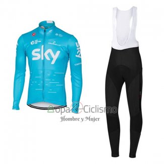 Sky Ropa Ciclismo Culotte Largo 2017 Mangas Largas Azul