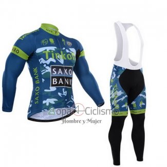 Tinkoff Saxo Bank Ropa Ciclismo Culotte Largo 2015 Mangas Largas Azur y Azul