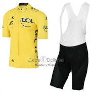 Tour DE Francia Ropa Ciclismo Culotte Corto 2017 Hombre Mangas Cortas AMarillo