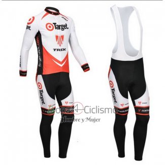 Trek Ropa Ciclismo Culotte Largo 2013 Mangas Largas Naranja y Blanco