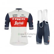 Trek Segafrojoo Ropa Ciclismo Culotte Corto 2021 Mangas Cortas Blanco Profundo Azul