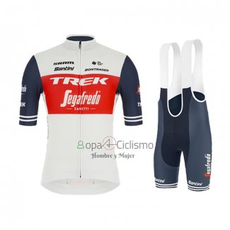 Trek Segafrojoo Ropa Ciclismo Culotte Corto 2021 Mangas Cortas Blanco Profundo Azul