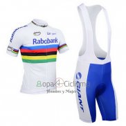 Uci Mondo Campione Lider Rabobank Ropa Ciclismo Culotte Corto 2013 Hombre Mangas Cortas Blanco