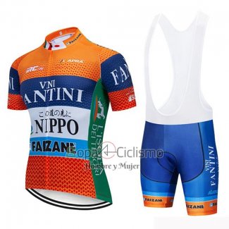 Vini Fantini Ropa Ciclismo Culotte Corto 2019 Hombre Mangas Cortas Naranja