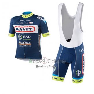 Wanty Groupe Ropa Ciclismo Culotte Corto 2017 Mangas Cortas Gobert Azul