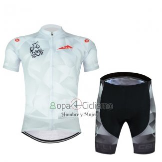 Abu Dhabi Tour Ropa Ciclismo Culotte Corto 2017 Hombre Mangas Cortas Blanco y Rojo