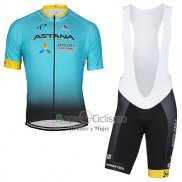 Astana Ropa Ciclismo Culotte Corto 2017 Mangas Cortas Azul Claro