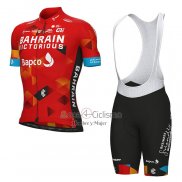 Bahrain Victorious Ropa Ciclismo Culotte Corto 2022 Mangas Cortas Rojo