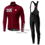 Castelli Raddoppia 2 Ropa Ciclismo Culotte Largo 2019 Hombre Mangas Largas Rojo Plata