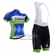 Garmin Ropa Ciclismo Culotte Corto 2015 Hombre Mangas Cortas Azul y Blanco