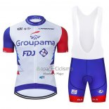 Groupama FDJ Ropa Ciclismo Culotte Corto 2021 Mangas Cortas Rojo Azul Blanco