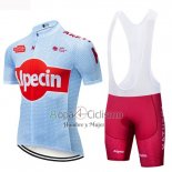 Katusha Alpecin Ropa Ciclismo Culotte Corto 2019 Mangas Cortas Azul Claro Rojo