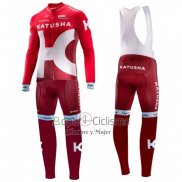 Katusha Alpecin Ropa Ciclismo Culotte Largo 2016 Mangas Largas Blanco y Rojo