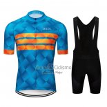 Le Col Ropa Ciclismo Culotte Corto 2020 Hombre Mangas Cortas Azul Naranja