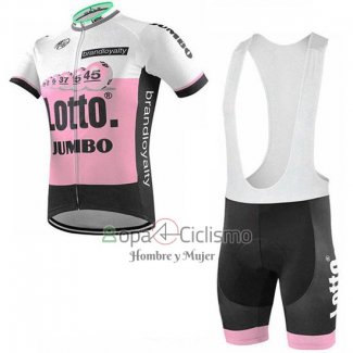 Lotto NL-Jumbo Ropa Ciclismo Culotte Corto 2019 Mangas Cortas Rosa Blanco