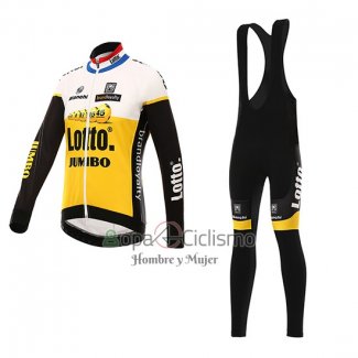 Lotto NL Jumbo Ropa Ciclismo Culotte Largo 2016 Mangas Largas AMarillo y Negro