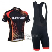 Monton Ropa Ciclismo Culotte Corto 2014 Hombre Mangas Cortas Rojo y Naranja