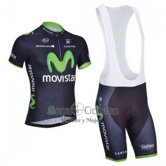 Movistar Ropa Ciclismo Culotte Corto 2014 Mangas Cortas Negro