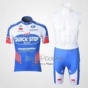 Quick Step Floor Ropa Ciclismo Culotte Corto 2011 Mangas Cortas Blanco y Azur