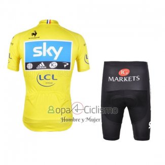 Sky Lider Ropa Ciclismo Culotte Corto 2012 Hombre Mangas Cortas Azur y AMarillo