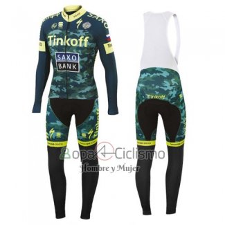 Tinkoff Saxo Bank Ropa Ciclismo Culotte Largo 2016 Mangas Largas AMarillo y Verde