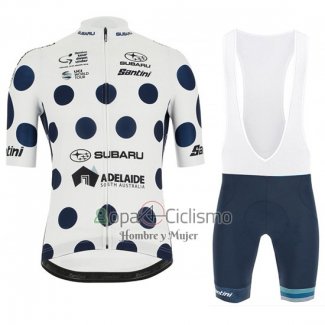 Tour Down Under Ropa Ciclismo Culotte Corto 2019 Men Mangas Cortas Azul Blanco