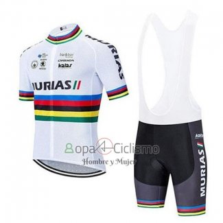 Uci Mondo Campione Euskadi Murias Ropa Ciclismo Culotte Corto 2020 Hombre Mangas Cortas Blanco