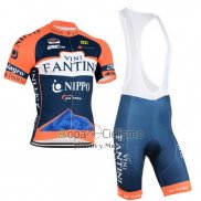 Vini Fantini Ropa Ciclismo Culotte Corto 2015 Hombre Mangas Cortas Naranja y Azul