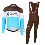 Ag2r La Mondiale Ropa Ciclismo Culotte Largo 2018 Mangas Largas Brown Azul