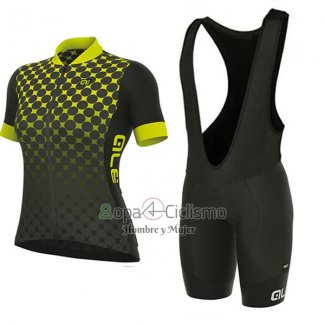 Ale Excel Bolas Ropa Ciclismo Culotte Corto 2017 Mujer Mangas Cortas Negro y AMarillo