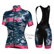 Ale Ropa Ciclismo Culotte Corto 2017 Mujer Mangas Cortas Camuflaje Azul