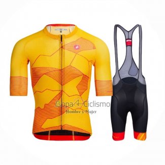 Castelli Ropa Ciclismo Culotte Corto 2021 Hombre Mangas Cortas AMarillo Naranja