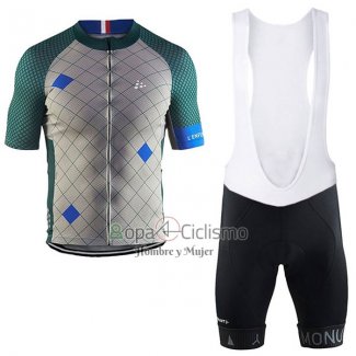 Craft Ropa Ciclismo Culotte Corto 2017 Hombre Mangas Cortas Monuments Plata y Verde