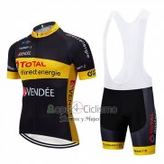 Direct Energie Ropa Ciclismo Culotte Corto 2019 Hombre Mangas Cortas Negro AMarillo