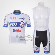 Fdj Ropa Ciclismo Culotte Corto 2012 Mangas Cortas Blanco y Azur