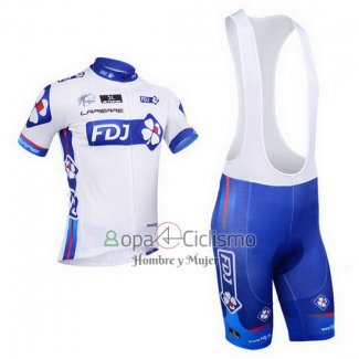 Fdj Ropa Ciclismo Culotte Corto 2013 Mangas Cortas Blanco y Azur