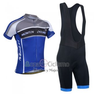 Monton Ropa Ciclismo Culotte Corto 2014 Hombre Mangas Cortas Gris y Azul