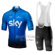 Sky Ropa Ciclismo Culotte Corto 2019 Mangas Cortas Azul