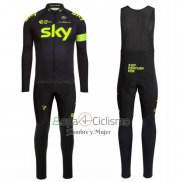 Sky Ropa Ciclismo Culotte Largo 2016 Mangas Largas Verde y Negro