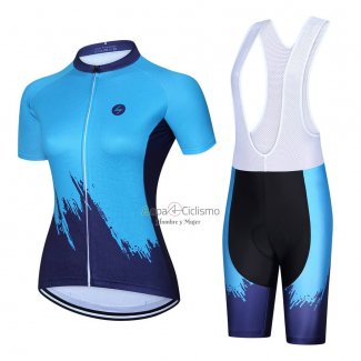 Steep Ropa Ciclismo Culotte Corto 2023 Mujer Mangas Cortas Azul Negro