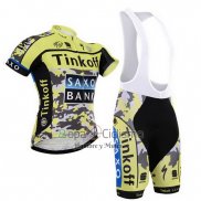 Tinkoff Saxo Bank Ropa Ciclismo Culotte Corto 2015 Mangas Cortas Negro y AMarillo