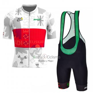 Tour DE Francia Ropa Ciclismo Culotte Corto 2023 Hombre Mangas Cortas Rojo Blanco