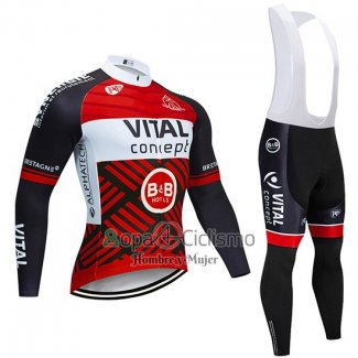 Vital Concept Ropa Ciclismo Culotte Largo 2019 Hombre Mangas Largas Rojo Blanco Negro