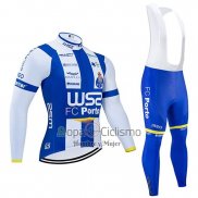 W55-fc Porto Ropa Ciclismo Culotte Largo 2020 Hombre Mangas Largas Blanco Azul