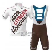 Ag2r Citroen Team Ropa Ciclismo Culotte Corto 2022 Mangas Cortas Blanco Brown