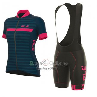 Ale Excel Riviera Ropa Ciclismo Culotte Corto 2017 Mujer Mangas Cortas Azul y Rosa