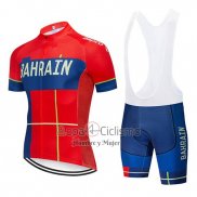 Bahrain Merida Ropa Ciclismo Culotte Corto 2019 Mangas Cortas Rojo