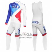 Fdj Ropa Ciclismo Culotte Largo 2016 Mangas Largas Blanco y Azul