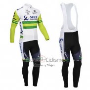 Orica Verdeedge Ropa Ciclismo Culotte Largo 2013 Mangas Largas Blanco y Verde