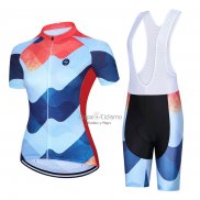 Steep Ropa Ciclismo Culotte Corto 2023 Mujer Mangas Cortas Rojo Azul